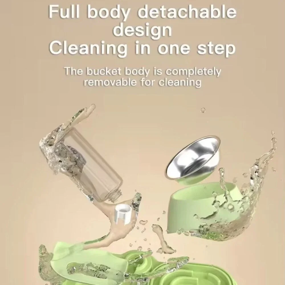 2-in-1 Pet Feeder and Automated Water Dispenser with Stainless steel Bowl